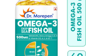 Dr. Morepen Omega-3 Deep Sea Fish Oil | 500mg Capsules with Vitamin A & E| No Fishy Burps(60 Capsules)