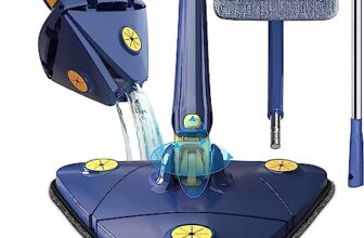SOULWARE Pemium 360° Rotatable Adjustable Triangle Cleaning Mop with Stainless Steel Long Handle Push-Pull Squeezing Cleaning Mop Dry & Wet Mop Floor Windows Ceiling
