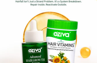 OZiva Hair Vitamins (with Biotin & Iron)for Hair Regrowth & Advanced Hair Growth Serum(2 x 40 g)