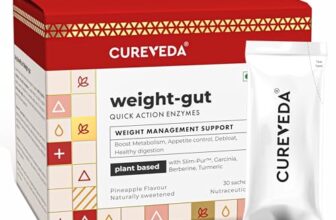 Cureveda Weight Gut – Natural Weight Management | Plant Based with Slim-Pur, Berberine, Garcinia & Turmeric | Weight Management Supplement For Women & Men | Supports Fat Burn For Weight Loss | 30 Sachets