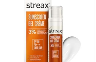 Streax Sunscreen Gel Crème SPF 50 PA+++, 50g | 3% Niacinamide | Serum Infused Sunscreen | Non-Oily, No White Cast | Hydrating & Brightening