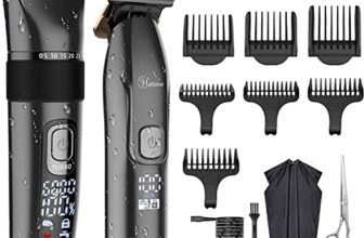 Hatteker Professional Hair Clippers and T-Blade Trimmer for Men – Cordless Beard Barber Clipper Haircut Grooming Kit – IPX7 Waterproof