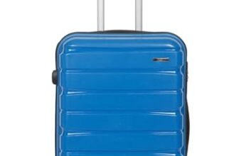 Teakwood Medium Cabin Size 8 Wheels Trolley Bag, Hard Cabin with Zipper Closure, Adjustable Push Button & Cross Side Strap, TSA Lock System 360 Degree (Medium, Royal Blue)