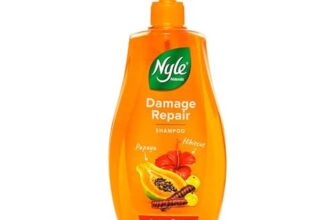 Nyle Naturals Damage Repair Shampoo 1 L | Hair Repairing with Papaya, Hibiscus, & Shikakai | pH Balanced & Paraben Free Gentle & Soft Shampoo For Women & Men