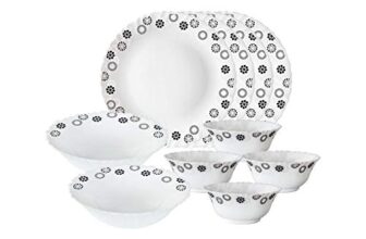 Larah by Borosil Universe Opalware Dinner Set, 10 -Piece, White