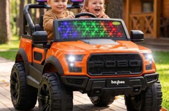 Baybee Bronco Battery Operated Jeep for Kids, Ride on Toy Kid Car with RGB Windshield Light & Music | Electric Jeep Battery Car | Baby Big Cars for Kids to Drive 3 to 8 Years (Bronco Orange)
