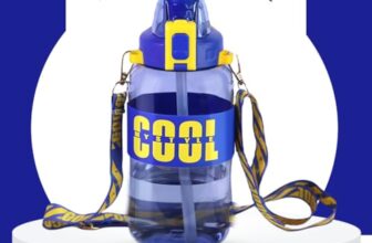 Attro Cool 1100ml Gallon Bottle Stylish & Functional Comes with FILP Top Lid Easy to Carry Grip Handle & Detachable Belt,Hydration Tracker,Bpa Free Ideal-Gym,Sports,Outdoors- Navy Blue