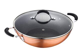 Bergner Infinity Chefs Forged Aluminium Non-Stick Kadai with Glass Lid (24 cm, 2.1 Litres, Induction Base, Copper)
