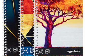 amazon basics Metal Spiral Notebooks A5 Size 160 Sheet | High Bright Paper | Single Ruled | Thick Black Covers | Pack of 3 (Assorted Colours)