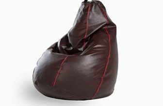 Wakefit Bean Bag Cover XXXL | 3 Months Warranty | Leatherette Bean Bag Without Beans | Dark Fantacy with Red Piping