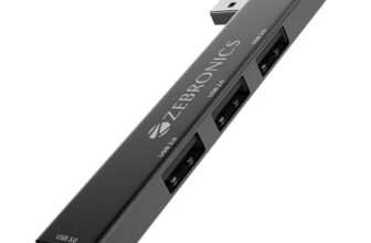 ZEBRONICS 210HB, 4 in 1 USB Hub, USB 3.0, 4 USB Ports, Speeds Upto 5 Gbps, Metal Body, for Mac | Laptops