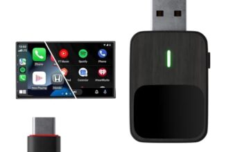Lifelong 2-in-1 Wireless CarPlay & Android Auto Adapter | Dual Phone Connection, Plug & Play USB Type-A to C, iOS & Android Compatibility, Support OEM Controls |Stick Cast – Bluetooth & Wi-Fi(LLECA25)