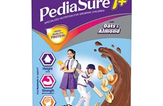 PediaSure 7+ Specialized Nutrition Drink Powder 400 Grams,Premium Chocolate Flavour With Oats & Almonds,For Growing Children,Supports Height Gain,Muscle Strength &Brain Development,1 Count