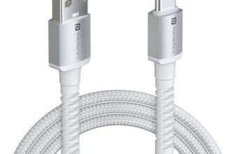 Portronics Konnect X 3A Unbreakable Nylon Braided USB to Type C Fast Charging Cable 2M Long, Supports All Type C Smartphones and Devices(White)