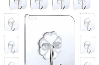 SHITHI ENTERPRISES Self Adhesive Wall Hooks for Kitchen Stainless Steel | 10 PCS Heavy Duty (Upto 5Kg) Multi-Function Nail Free PVC Waterproof Wall Hanges for Keys, Towels, Ceiling, Bathroom, Doors