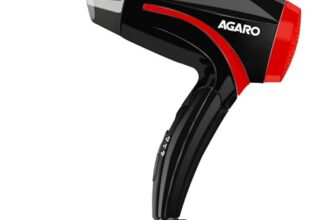 AGARO HD1177 Hair Dryer with 1000 Watts Copper Motor, 2 Speed & Temperature Settings,Foldable Handle, For both Men & Women, Black & Red