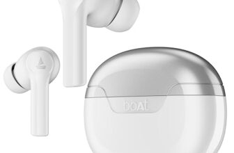 Boat Airdopes 300, Cinematic Spatial Audio, 50HRS Battery, 4Mic AI ENx, Fast Charge, App Support, Low Latency, IPX4, v5.3 Bluetooth TWS in Ear Earbuds Wireless Earphones with mic (Chrome White)