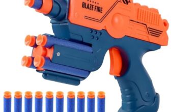 ToyBharat Blaze Fire Storm Soft Bullet Gun Toy with 10 Safe Soft Foam Bullets, Fun Target Shooting Battle Fight Game for Kids Boys (SMG2), Multicolor