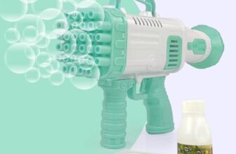 32 Hole Electric Gatling Bubble Maker Machine Gun with Liquid Soap Solution Indoor and Outdoor Toys for Kids Toddlers Girls Boys Bubble Blower Launcher | PoPo Toys®