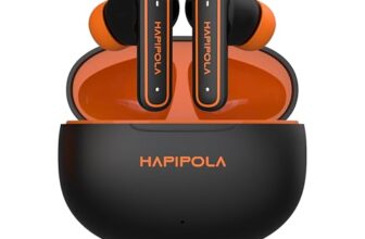 HAPIPOLA (ANC) Killer Pro True Wireless Stereo Earbuds, Active Noise Cancellation, 40+ Hours Playtime, Touch Controls, 10mm Drivers, Bluetooth 5.3, Type-C, Sweat Proof (Black)