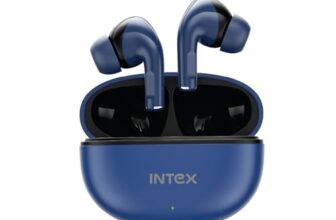 Intex Buds AERO TWS Bluetooth Earbuds with AI ENC, Deep Bass, 13mm Driver, Type-C Fast Charging, 32H Playtime, Low Latency, Touch Control, Voice Assistant, Wireless Earphones (Dark Blue)