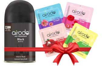 Airodo Automatic Air Freshener Automizer Refill (Oud & Musk 235ml) + Pocket Gel Mix – 40g (Assorted pack of 4 new fragrances)| For Home & Office | Long Lasting Fragrance