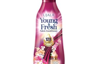 UJALA Young & Fresh Fabric Conditioner – 900 Ml [ Aura ] | After Wash Fabric Conditioner with Long-Lasting Fragrance | Powered with French Perfume | for Bucket Wash and Machine Wash,Liquid