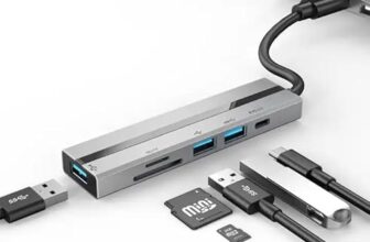 USB C HUB, 8in1 USB C Adapter with 4K HDMI, 100W PD, USB C Port, USB 3.0, RJ45 Ethernet, SD/TF Card Reader, Docking Station Compatible with Pro/Air USB C Laptops and Other Type C Devices (2329A01)