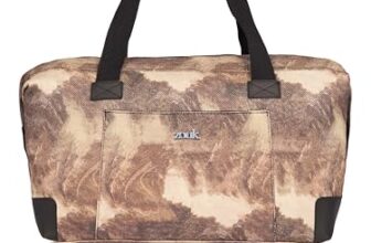 ZOUK Collapsible Duffle Bag for Men and Women | Lightweight Foldable Travel Duffel Bag | Vegan Leather & Handcrafted Fabric | Water-Resistant Lining | 33L Weekend & Short Trip Bag | Gir Glades