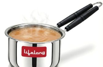Lifelong Stainless Steel Heavy Bottom Saucepan | 1.5L, 17cm Saucepan with Handle | Milk & Tea Boiling Pot for Kitchen | Induction & Gas Stove Compatible | Durable and Easy to Clean (LLSSP17)
