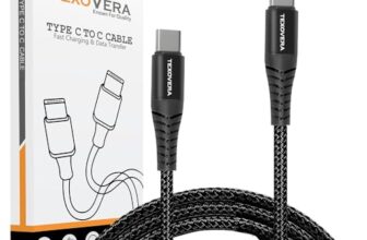 TexoVera Unbreakable 30W 3A Fast Charging 1m Braided Type C Cable for Smartphones, Tablets, Laptops & Other Type C Devices, 480Mbps Data Sync, Quick Charge 3.0 Black
