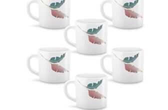Treo By Milton Opalware Amara 18 Palma Cup Set | Microwave & Dishwasher Safe | Bone-Ash Free | Tempered Toughness | Set of 6, 180 ml Each | White | Mug Set for Tea, Coffee, Daily Use & Gifting
