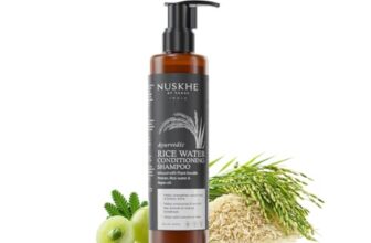 Nuskhe by Paras | Ayurvedic Rice Water Conditioning Shampoo | With Coffee, Bhringraj, Amla & Argan Oil | Helps Reduce Hair Fall, Strengthen Roots & Add Volume | For All Hair Types | 200ml