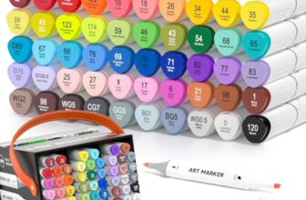 SHUTTLE ART 48 Colors Dual Tip Art Markers,Permanent Marker Pens Highlighters with Case Perfect for Illustration Adult Coloring Sketching and Card Making