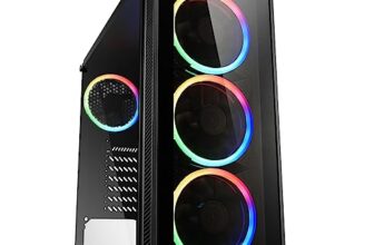 Sharkoon TG4-RGB Mid Tower PC Computer Case I Support Mini-ITX, Micro-ATX, ATX Motherboard I Side Panel Tempered Glass with 4 x 120 mm RGB LED Fan (pre-Installed) – Black