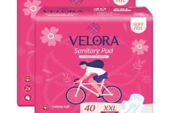 Velora Soft Feel & Rash Free XXL 80 Pads, Sanitary Pads for Women and Girls, Quick Absorption, Heavy Flow Champion, Skin Friendly Trifold Sanitary Napkins (40 Pads Each -320MM)