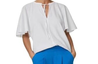 Marks & Spencer Linen Rich Tie Neck Angel Sleeve Blouse White