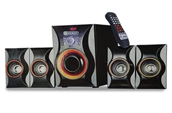 WEBOOT 16.7″ inch Bluetooth Multimedia Speaker System/Home Theatre / 6″ Subwoofer | 3″ x 4 Satellites with Deep Bass, FM, Bluetooth, USB, AUX, SD Card & Remote Control (90 Watt, 4.1 Channel)