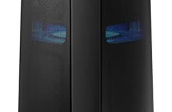 Samsung {MX-T70/XL) Sound Tower High Power Audio, Floor Standing Speaker, Bi-Directional Sound, Water Resistant, Party Lights, Bluetooth Multi-Connection, USB Music Playback (Black)