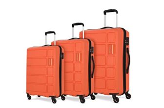 Kamiliant American Tourister Harrier|Trolley Bag Set of 3 (55+68+79cms) for Travel| Hard Case Polypropylene (PP) Suitcase|360° 4-Wheel Spinner Luggage Trolley|Combination Lock|Carrot Orange