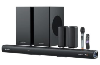 ZEBRONICS Juke BAR 9900 Soundbar, 725 Watts, DTS X, Dolby Atmos, 5.2.4 CH, 2X Wireless (Subwoofer & Satellites), BT v5.3 | HDMI eARC | Optical in | AUX | USB, RGB LED, Wireless UHF Mic, Deep Bass