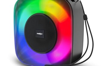 FRONTECH 15W Portable Wireless Multimedia Speaker with Bluetooth 5.3, FM, USB, TF Card, Mobile Holder, RGB LED Lights, 6 Hrs Playback, 1000mAh Battery, 1 Year Warranty (SW-0273BLK)