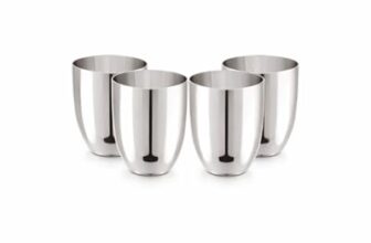 Tosaa Stainless Steel Lotus Glasses Pack of 4 – Non-Reactive Material Keeps Beverages Safe and Fresh, Suitable for Water, Juice, Milk, Or Cold Beverages