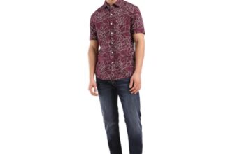 Levi’s Men Cotton Geometric Slim Fit Shirt (32908-0325_Red, Small