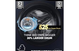 Haier 9 Kg 5 Star Powered by AI-DBT with Direct Drive Technology, PuriSteam, 525mm Super Drum Fully Automatic Front Load Washing Machine (EFL90-DM14IBIEBK,In-Built Heater,Steel Drum,Black)
