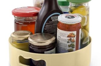 HomeWiz Multi-Purpose 360° Rotating Organizer Tray | Space-Saving Kitchen & Pantry Storage | Multi Purpose Organization Rotating Tray | Easy-Access Turntable for Spices, Storage & More | Cream