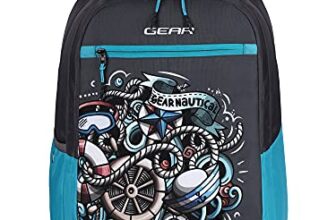 Gear Graffitti 29 Ltrs Grey-Lake.Blue 3 Compartments School Standard Backpack With Raincover (Bkpgrftrc0454)