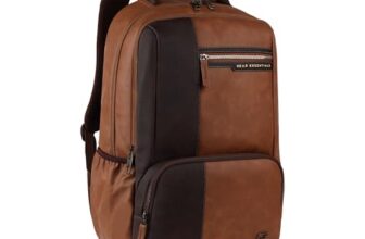 Gear Vintage 4 19″/29L Anti Theft Faux Leather Medium Water Resistant 4 Compartment Laptop Backpack/Casual Backpack/Daypack/Travel Backpack/College Bag For Men/Women(Tan-Brown)