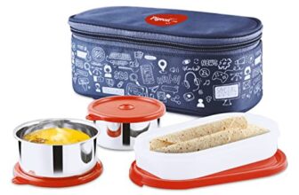 Pigeon Lunch Box Fresh Meal Stainless Steel Insulated Tiffin Box | Executive, School, Travelling| Pack of 3 – Blue (2 Year Warranty)