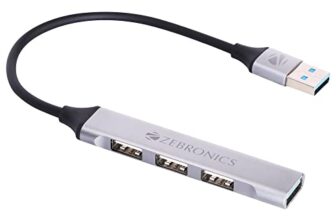 Zebronics 200HB USB 3.0 4 Port hub with Hi Speed Data Transfer, Aluminum + ABS Body, 15cm Cable, Sleek Design and Plug Play Usage